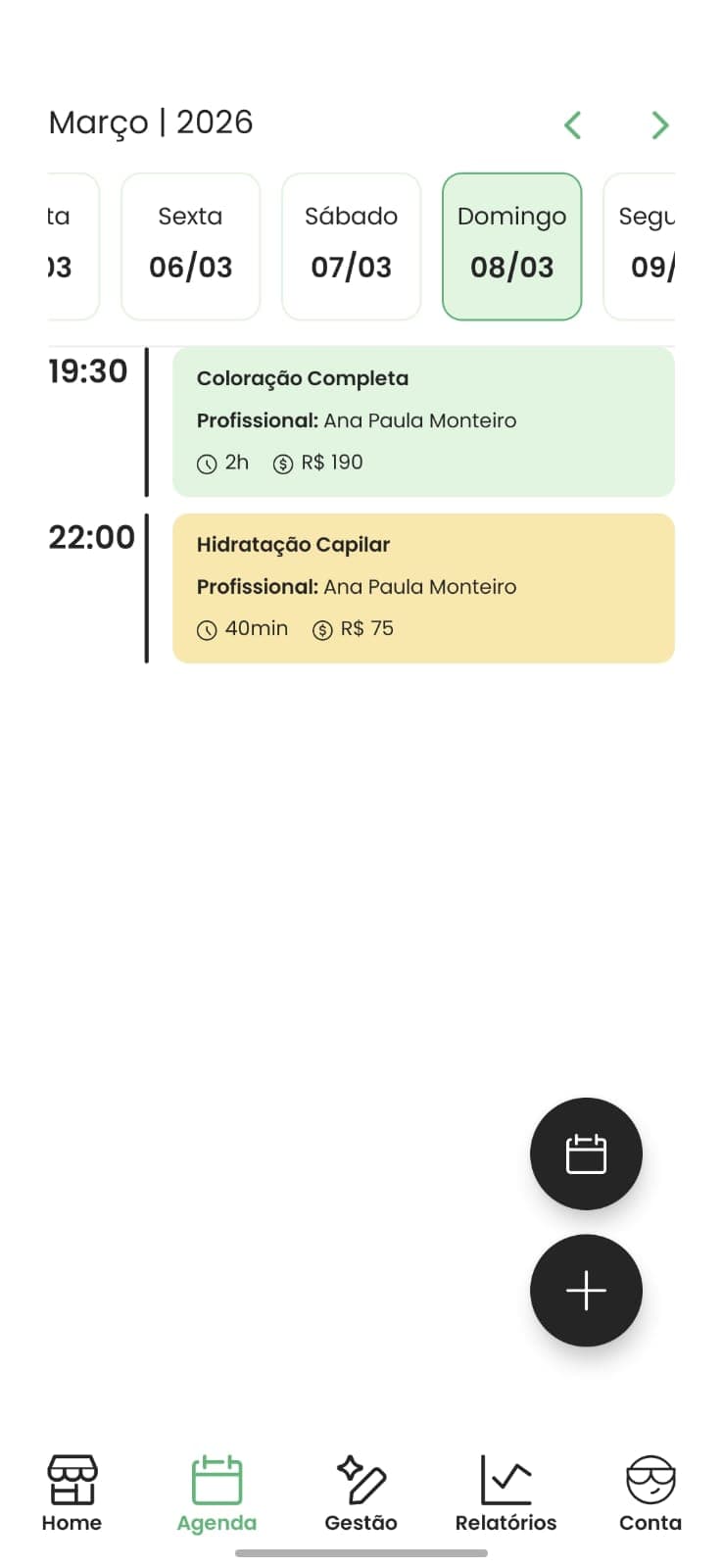Agenda da empresa no app