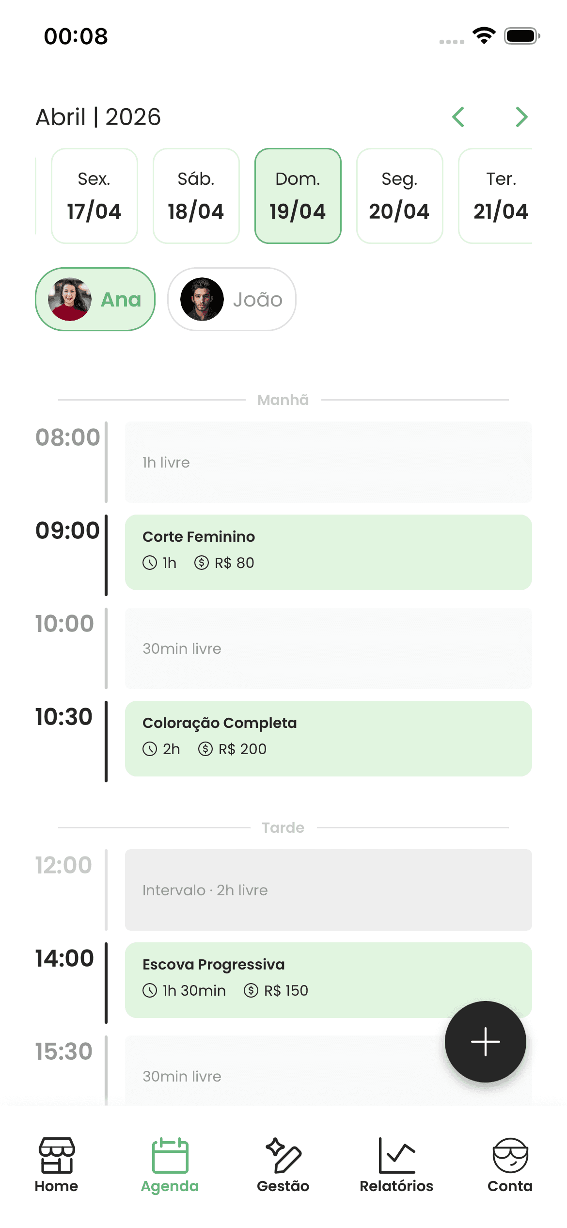Agenda da empresa no app